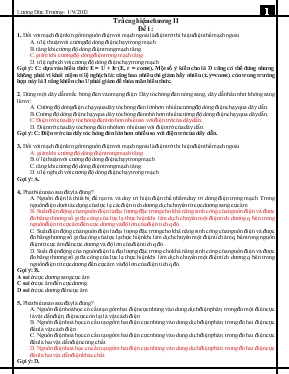 Trắc nghiệm chương II môn vật lý 11